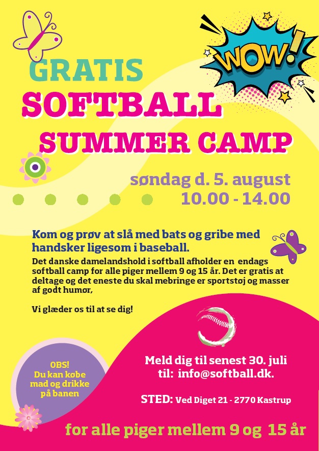Pigesoftball sommer campdag med damelandsholdet Pigesoftball sommer campdag med damelandsholdet