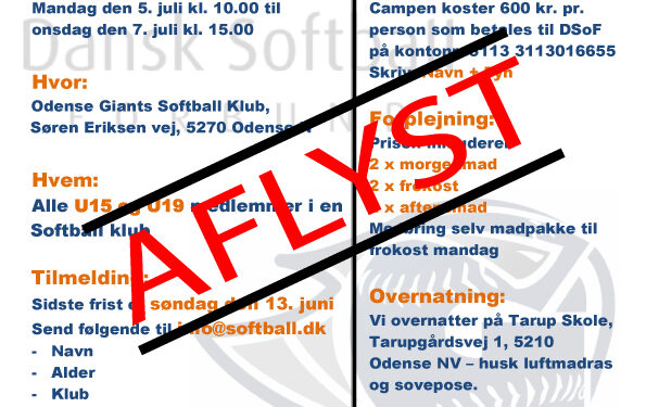 Aflyst – SommerCamp Fyn og u19 drenge dag
